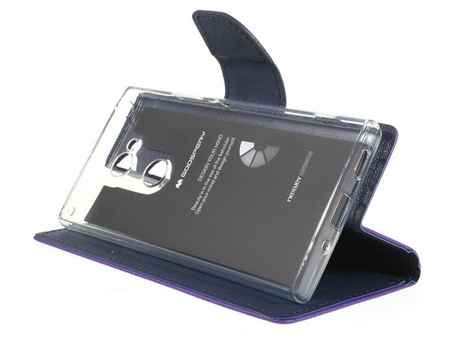 Чехол Mercury Goospery Fancy Diary Case для Sony Xperia XA2 (черный/коричневый, винилискожа)