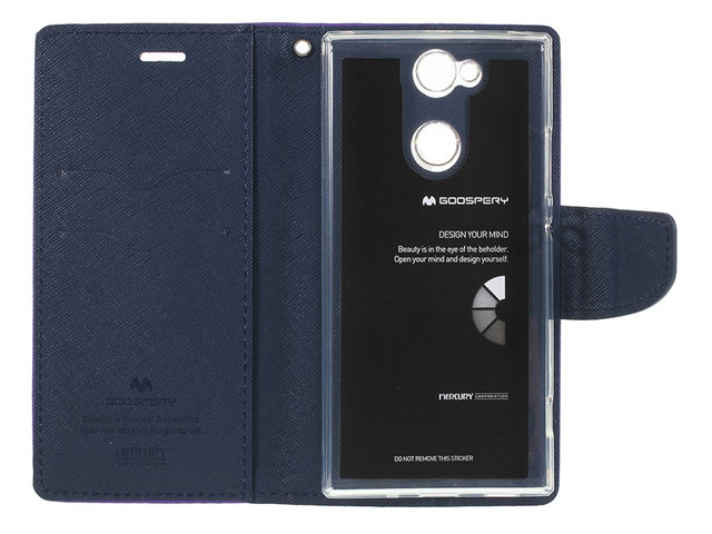 Чехол Mercury Goospery Fancy Diary Case для Sony Xperia XA2 (черный/коричневый, винилискожа)