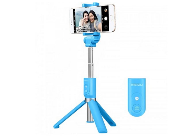 Монопод Meizu Selfie Stick универсальный (голубой, беспроводной, тринога)