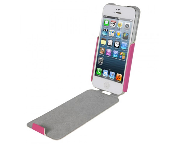 Чехол Kuboq U/Flip Case для Apple iPhone 5 (розовый, кожанный)