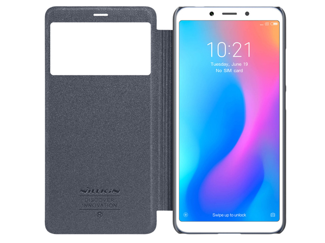 Чехол Nillkin Sparkle Leather Case для Xiaomi Redmi 6A (темно-серый, винилискожа)