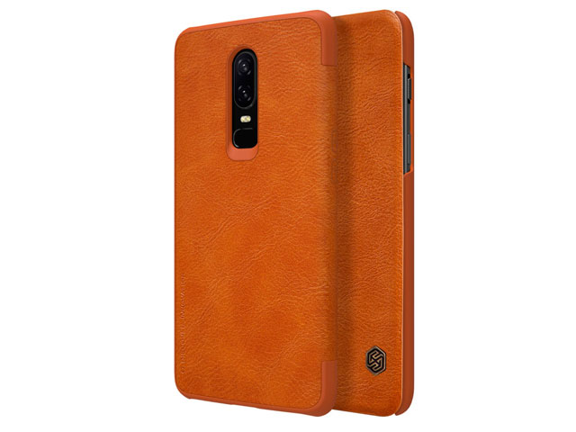 Чехол Nillkin Qin leather case для OnePlus 6 (коричневый, кожаный)