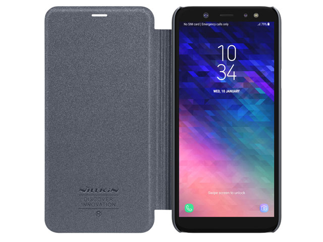 Чехол Nillkin Sparkle Leather Case для Samsung Galaxy A6 2018 (темно-серый, винилискожа)