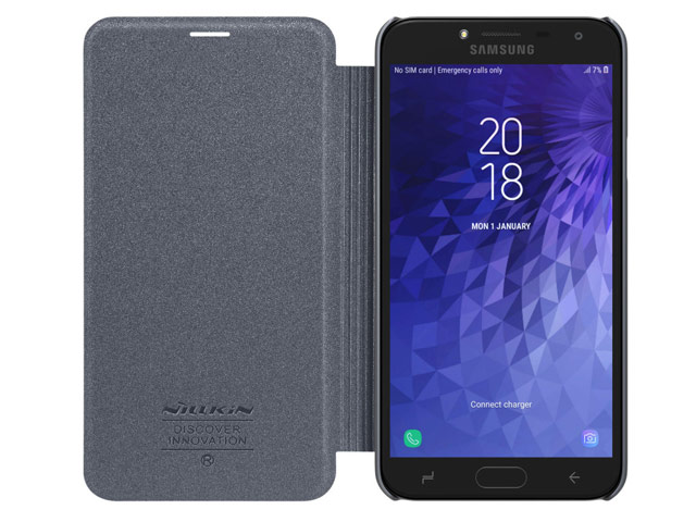 Чехол Nillkin Sparkle Leather Case для Samsung Galaxy J4 (темно-серый, винилискожа)