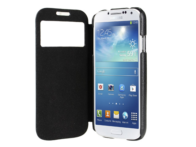 Чехол Kuboq Hora ID Caller Cover для Samsung Galaxy S4 i9500 (черный, кожанный)