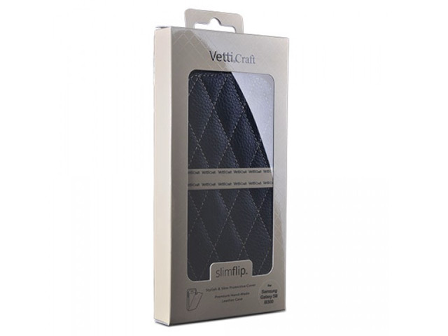 Чехол Vetti Craft Slim Flip Case для Samsung Galaxy S4 i9500 (черный, стеганный, кожанный)