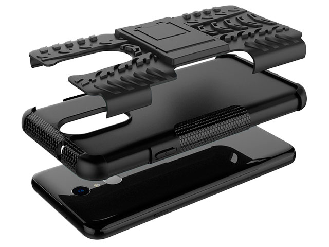 Чехол Yotrix Shockproof case для LG Q7 (черный, пластиковый)