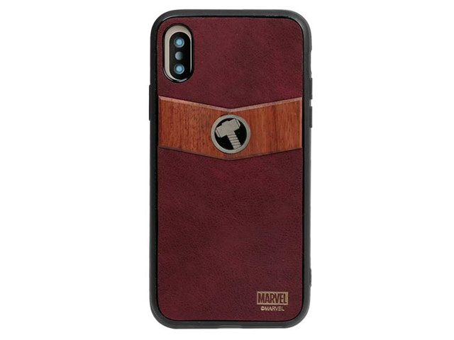 Чехол Marvel Avengers Wood case для Apple iPhone X (Thor, кожаный)