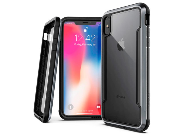 Чехол X-doria Defense Shield для Apple iPhone XS (черный, маталлический)