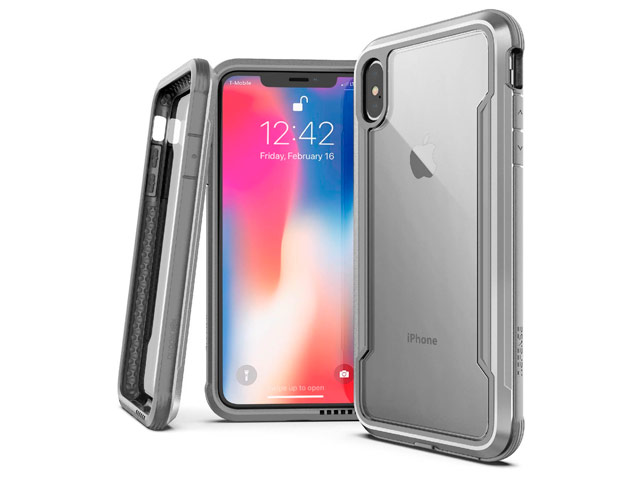 Чехол X-doria Defense Shield для Apple iPhone XS max (серебристый, маталлический)