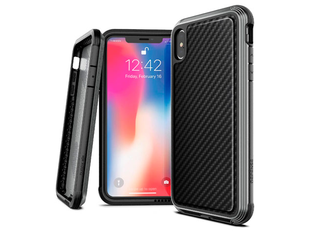 Чехол X-doria Defense Lux для Apple iPhone XS (Black Carbon, маталлический)