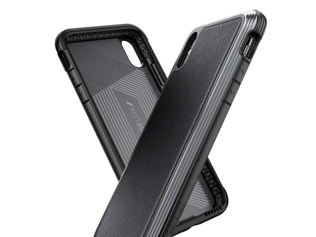 Чехол X-doria Defense Lux для Apple iPhone XS (Black Leather, маталлический)