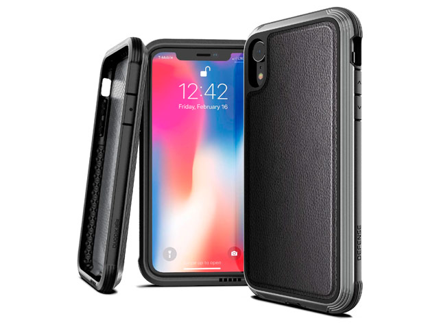 Чехол X-doria Defense Lux для Apple iPhone XR (Black Leather, маталлический)