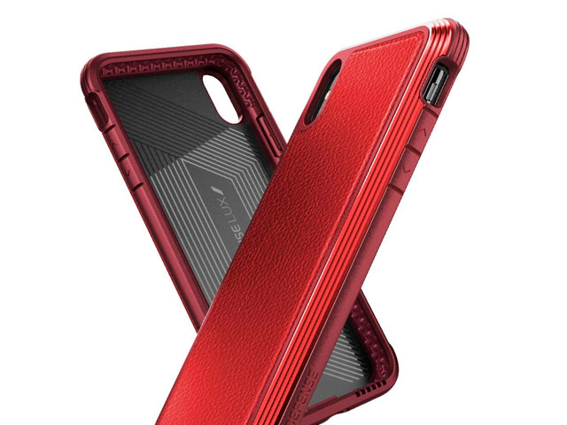 Чехол X-doria Defense Lux для Apple iPhone XS max (Red Leather, маталлический)