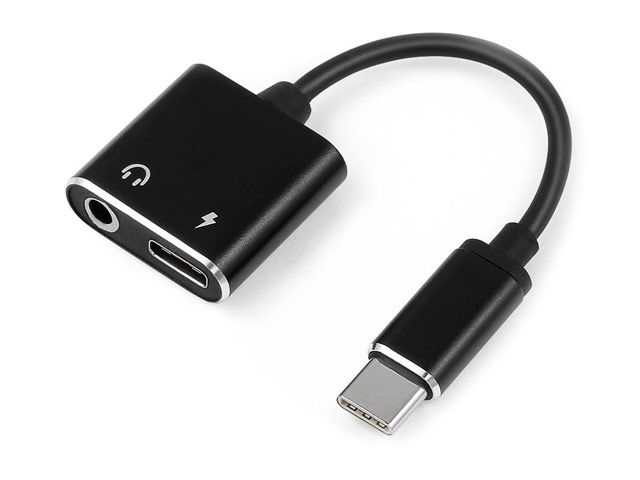 Адаптер Synapse USB-C to Jack and Charge Converter универсальный (USB Type C, miniJack 3.5 мм, зарядка, черный)