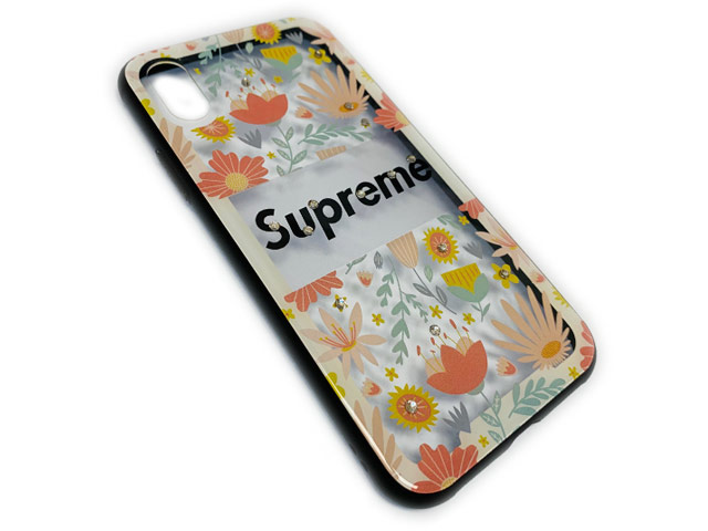 Чехол Synapse Glassy Case для Apple iPhone X (Supreme Flowers, гелевый/стеклянный)