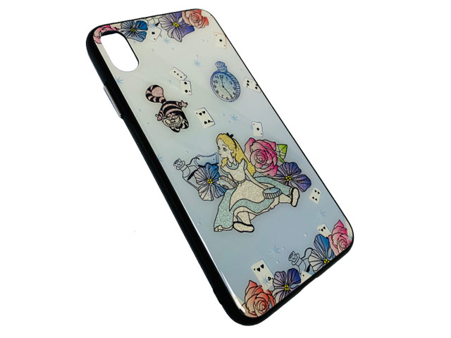 Чехол Synapse Glassy Case для Apple iPhone XS max (Alice and Cat, гелевый/стеклянный)