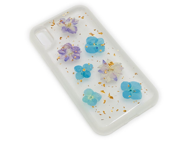 Чехол Yotrix FlowersFoil Case для Apple iPhone XS (Purple and Blue, гелевый)