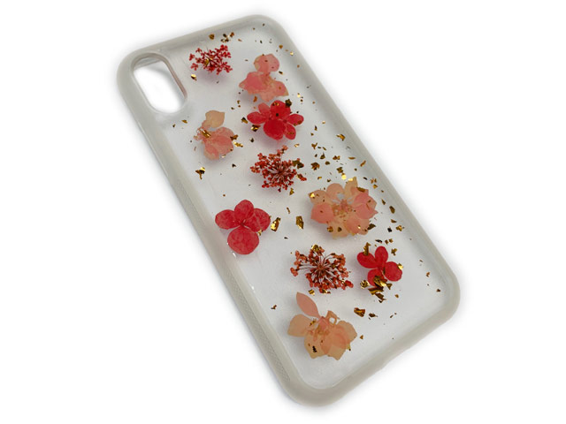 Чехол Yotrix FlowersFoil Case для Apple iPhone XS (Pink and Red, гелевый)