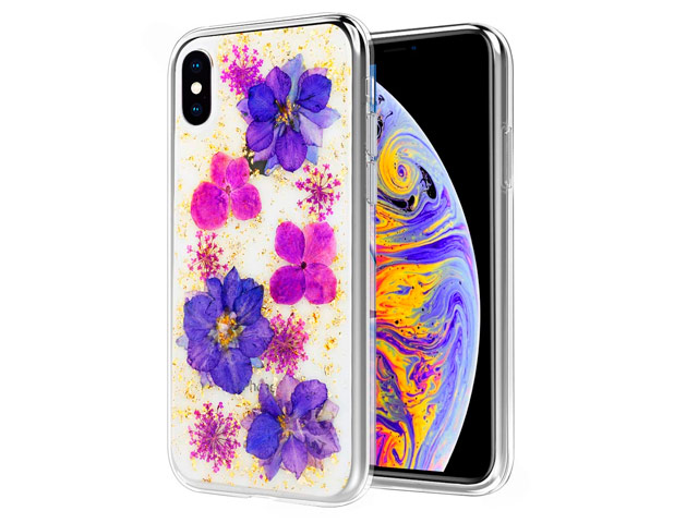 Чехол Yotrix FlowersFoil Case для Apple iPhone XS (Purple and Pink, гелевый)