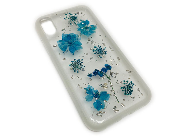 Чехол Yotrix FlowersFoil Case для Apple iPhone XS (Blue, гелевый)