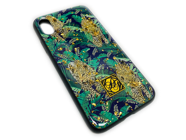 Чехол Yotrix GlitterFoil Case для Apple iPhone XS max (Cheetah in Leafs, гелевый)