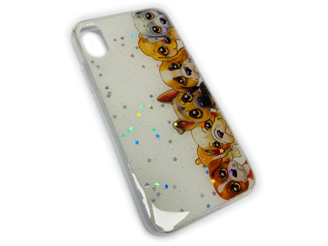 Чехол Yotrix GlitterFoil Case для Apple iPhone XS (Doggies, гелевый)