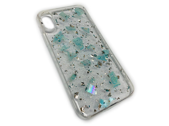 Чехол Yotrix GlitterFoil Case для Apple iPhone XR (Patches Blue, гелевый)