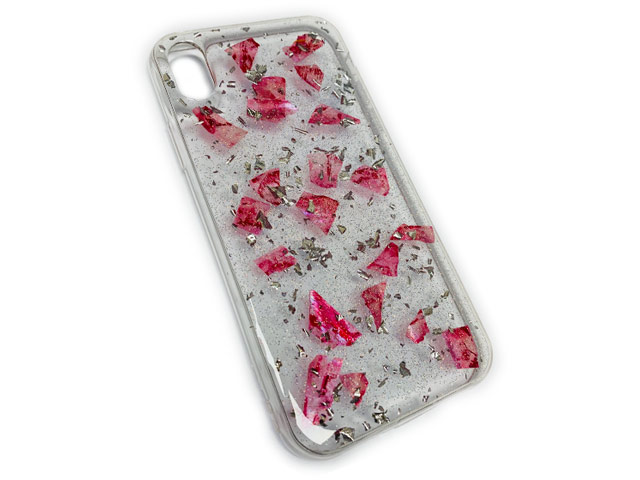 Чехол Yotrix GlitterFoil Case для Apple iPhone XS (Patches Pink, гелевый)