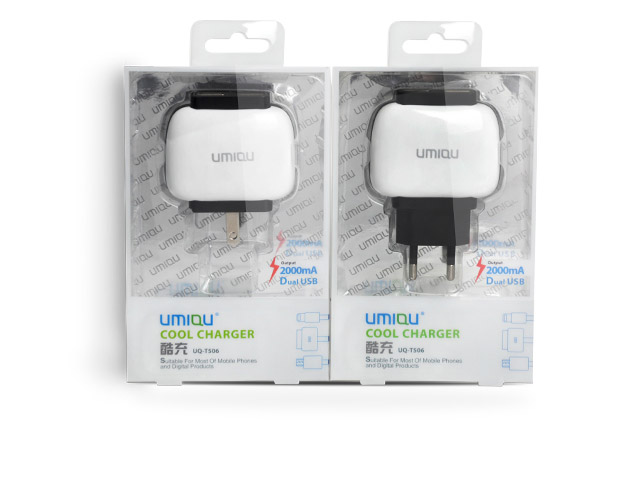 Зарядное устройство Umiqu Dual USB Travel Charger для Apple iPhone 5/iPad 4/iPad mini (сетевое, 2A, 2 x USB, Lightning)