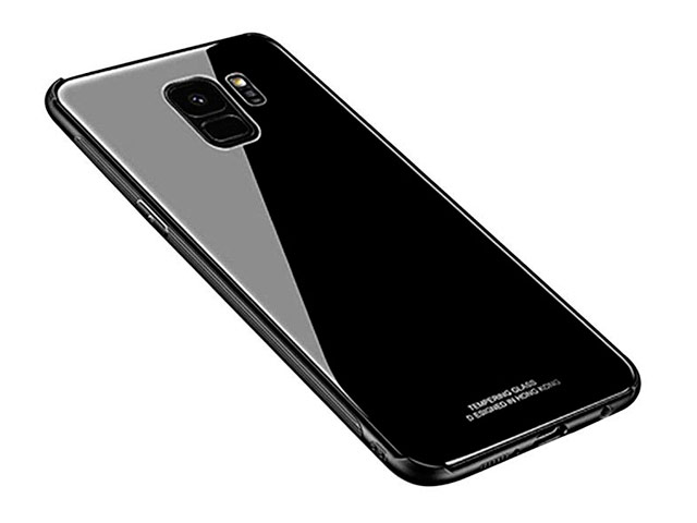 Чехол Yotrix GlassCase для Samsung Galaxy S9 (черный, гелевый/стеклянный)