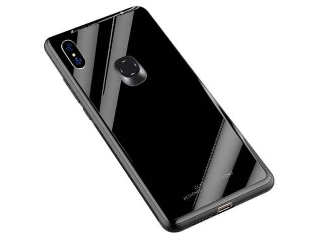 Чехол Yotrix GlassCase для Xiaomi Mi 8 SE (черный, гелевый/стеклянный)