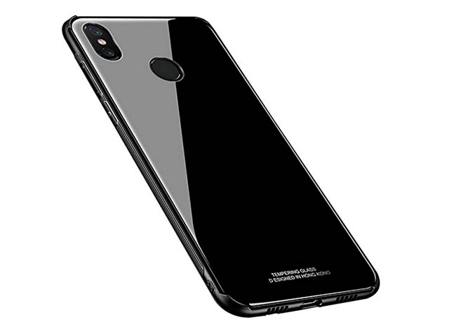 Чехол Yotrix GlassCase для Xiaomi Mi 8 (черный, гелевый/стеклянный)