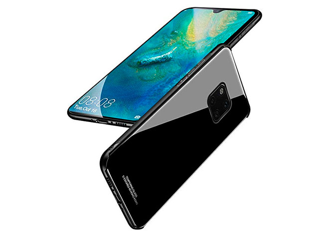 Чехол Yotrix GlassCase для Huawei Mate 20 pro (черный, гелевый/стеклянный)