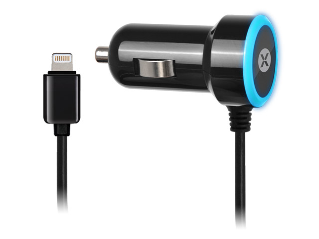 Зарядное устройство Dexim Mini Car charger 2.4A для Apple iPhone/iPad/iPod (автомобильное, черное, Lightning, MFi)