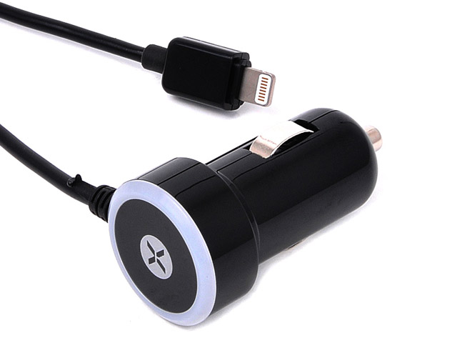 Зарядное устройство Dexim Mini Car charger 2.4A для Apple iPhone/iPad/iPod (автомобильное, черное, Lightning, MFi)