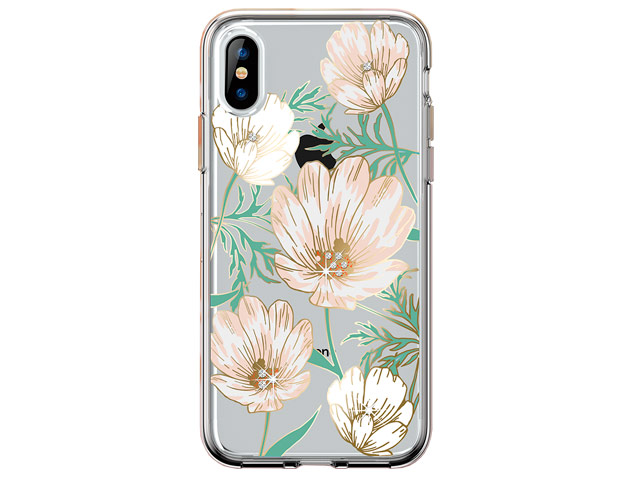 Чехол Comma Crystal Flowers для Apple iPhone XS (Magnolia White, гелевый)