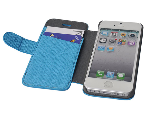 Чехол Discovery Buy Fence Style Case для Apple iPhone 5 (голубой, кожанный)