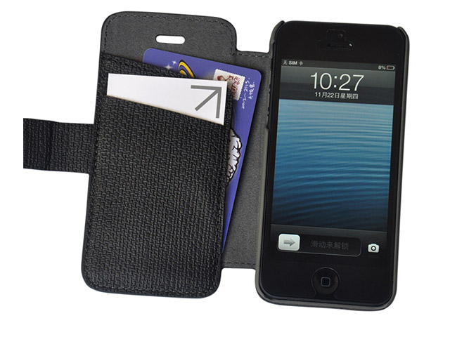 Чехол Discovery Buy Fence Style Case для Apple iPhone 5 (черный, кожанный)