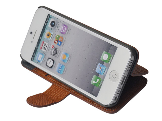 Чехол Discovery Buy Fence Style Case для Apple iPhone 5 (коричневый, кожанный)