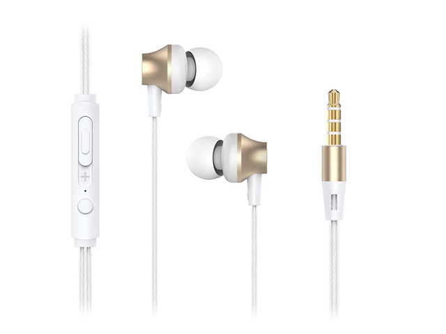 Наушники Devia Metal In-Ear Headphones (золотистые, пульт/микрофон, 20-20000 Гц)