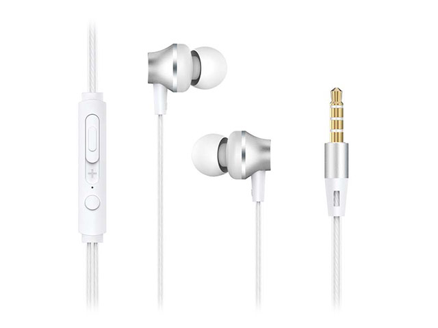 Наушники Devia Metal In-Ear Headphones (серебристые, пульт/микрофон, 20-20000 Гц)