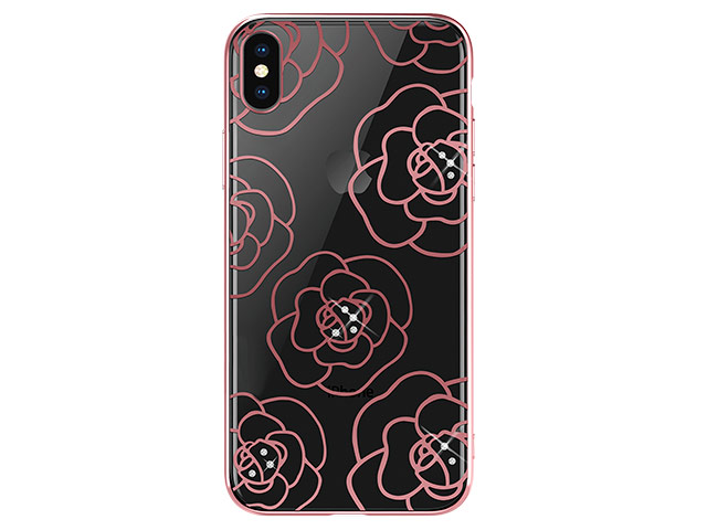 Чехол Devia Crystal Camellia для Apple iPhone XS (розово-золотистый, пластиковый)
