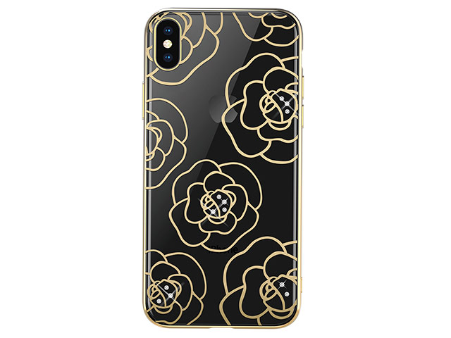 Чехол Devia Crystal Camellia для Apple iPhone XS (золотистый, пластиковый)