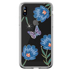 Чехол Devia Crystal Flowering для Apple iPhone XS (голубой, гелевый)