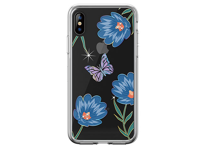 Чехол Devia Crystal Flowering для Apple iPhone XS (голубой, гелевый)
