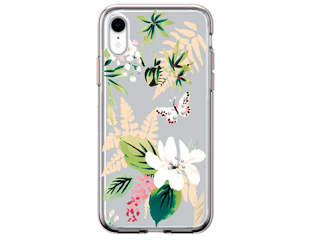 Чехол Comma Crystal Flowers для Apple iPhone XR (Butterfly White, гелевый)