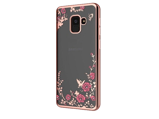 Чехол Yotrix CrystalCase для Samsung Galaxy A8 2018 (розово-золотистый, гелевый)