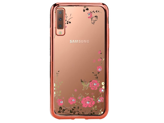 Чехол Yotrix CrystalCase для Samsung Galaxy A7 2018 (розово-золотистый, гелевый)