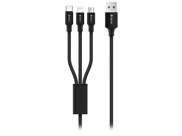 USB-кабель Devia Pheez 3-in-1 Cable универсальный (Lightning, microUSB, USB Type C, 1 метр, черный)
